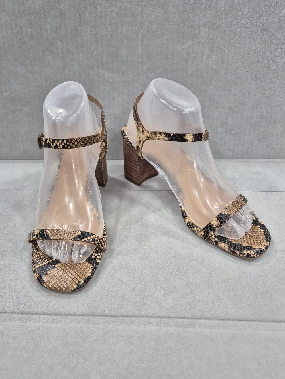 Madewell sandals women's 9 brown snake print leather upper & lining  block heels